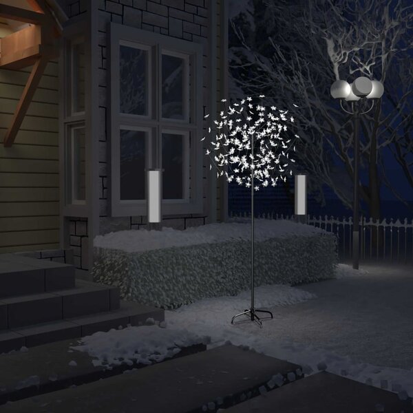 Drzewko z lampkami, 200 LED, zimny biały, kwiat wiśni 180 cm