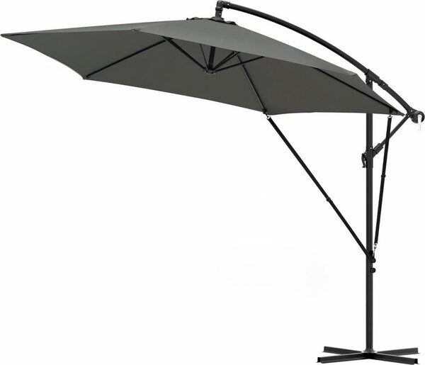 Prostokątny parasol wiszący Happiq - 310 × 310 cm - Regulowany i odchylany o 45° - Odporny na promieniowanie UV i wodę - Ciemnoszary - Z pokrowcem ochronnym
