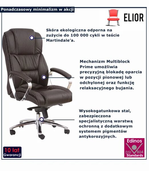 Brązowy Fotel Skórzany Obrotowy Z9-T99