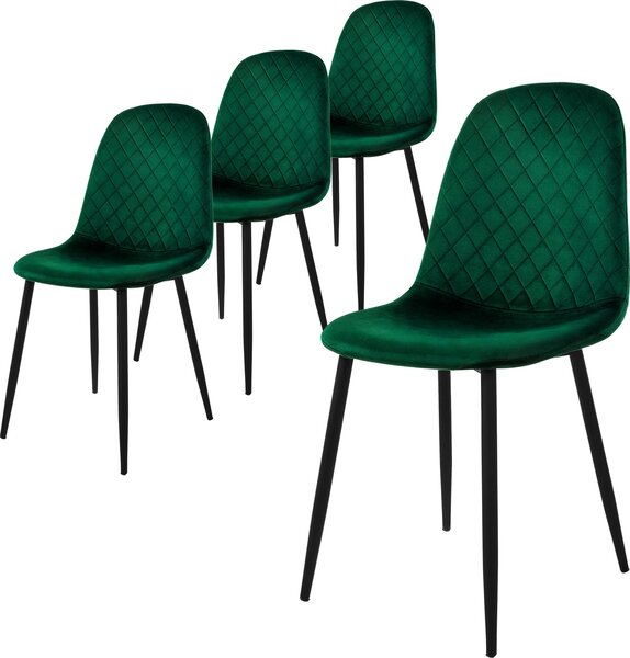 Zestaw 4 krzeseł do jadalni ML-Design z oparciem, ciemnozielone, wykonane z aksamitu