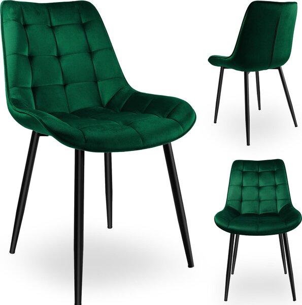 Krzesło Welurowe Norman Velvet Ciemnozielone