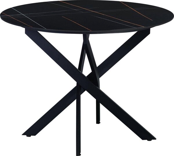 Okrągły stół Bolt Edge – wygląd marmuru – czarny – do użytku na zewnątrz i wewnątrz – 4 osoby – 100 x 100 x 76 cm