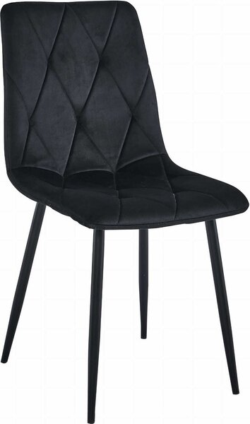 Krzesło Valora LIBRA, czarny aksamit, nogi w kolorze czarnym x1 | Eleganckie czarne krzesło z pasującymi nogami do nowoczesnych aranżacji