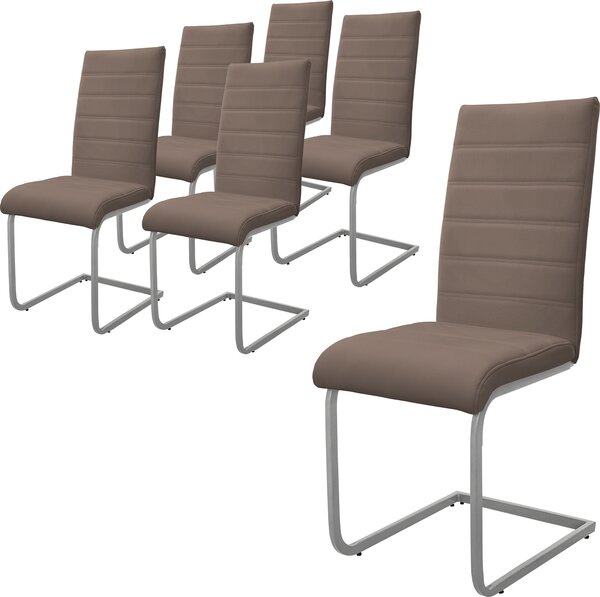 Zestaw 6 krzeseł do jadalni ML-Design z oparciem, brązowe, wykonane z imitacji skóry