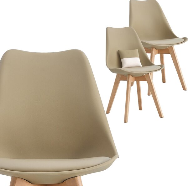 Zestaw 2 krzeseł w stylu skandynawskim do jadalni i salonu – Beige Caffe Viking