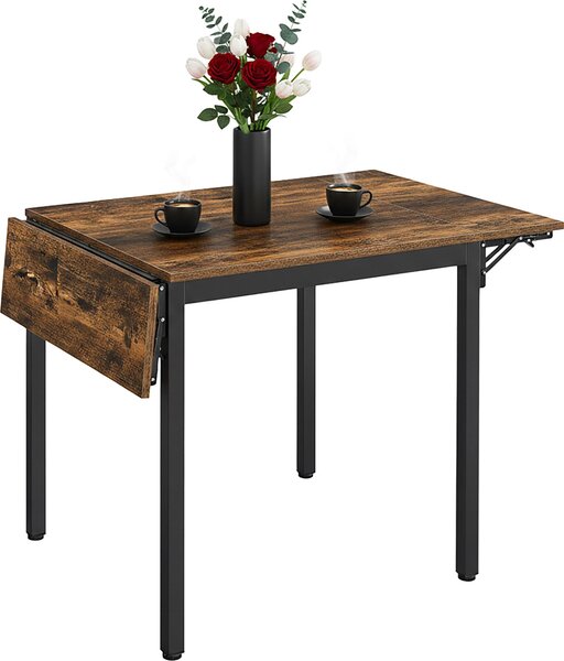 Składany stół jadalny Relaxdays, dla 2–4 osób, wymiary 76 x 120 x 78 cm, zajmujący mało miejsca stół składany, do kuchni, MDF, żelazo, brązowo-czarny