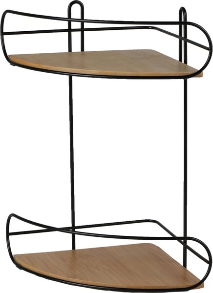DOCHTMANN Półka narożna 2 poziomy - metal, bambus czarny 20x20x33cm