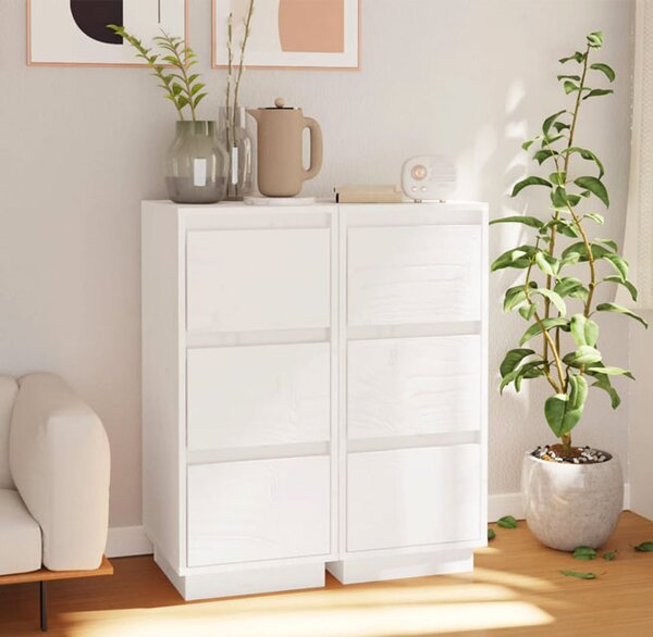 Komplet 2 białych komód z drewna sosnowego P5-L33