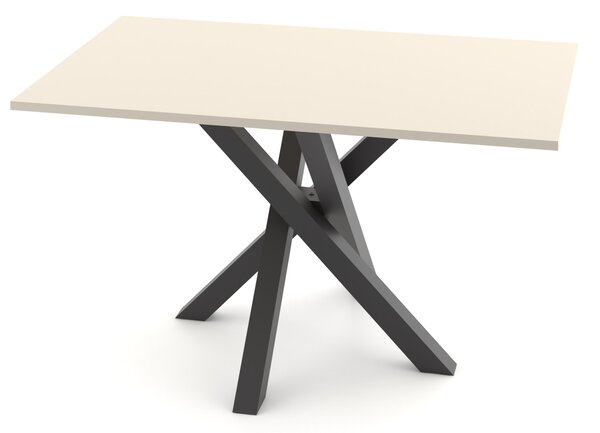 Stół prostokątny ST61M 135x80 cm szampański blat / czarne metalowe nogi