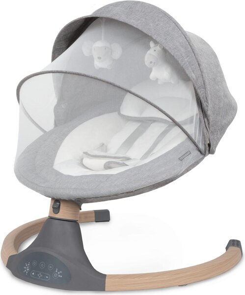 KIDWELL LUXI elektryczny fotelik bujany 2 w 1 z moskitierą, Bluetooth, pilotem