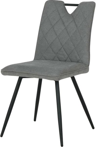 HowHomely | Krzesła tapicerowane DALIA - Ergonomiczne - Szare - Nowoczesne, Elegancki design, Metalowe nogi, Krzesła do salonu