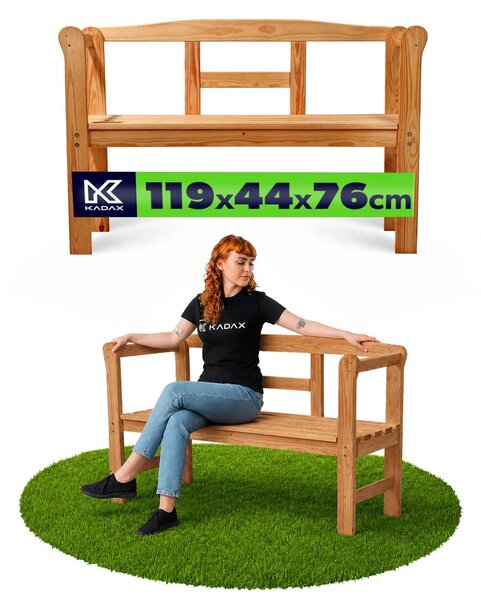 KADAX ławka ogrodowa z oparciem drewno Park 119 cm taras ogród Tik