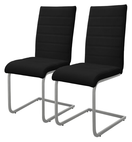 Zestaw 2 krzeseł do jadalni ML-Design z oparciem, czarne, wykonane z imitacji skóry