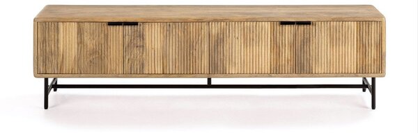 Szafka pod TV z litego drewna mango w naturalnym kolorze 190x50x40 cm Mundra – MOME