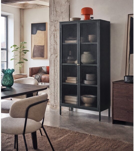 Ciemnozielona metalowa witryna 90x190 cm Bronco – Unique Furniture