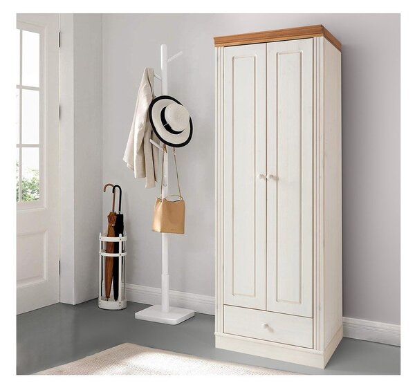 Biała szafa z litego drewna sosnowego 65x180 cm Anita – Støraa