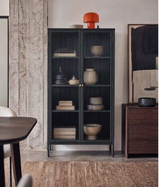 Ciemnozielona metalowa witryna 90x190 cm Bronco – Unique Furniture