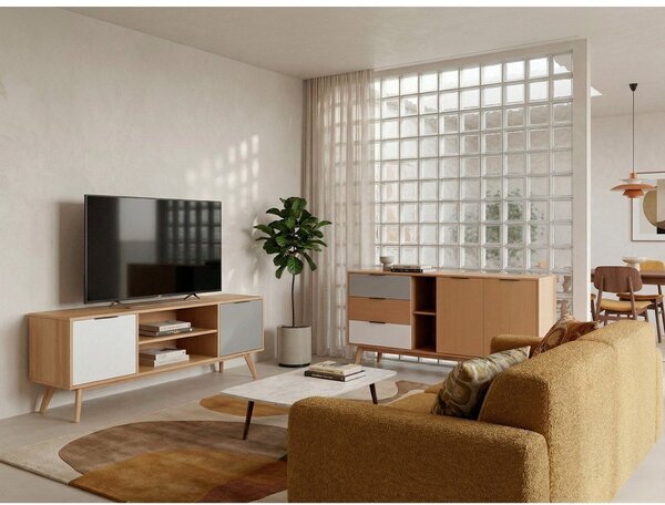 Niska komoda z litego drewna sosnowego 165x81 cm Elfa – Marckeric