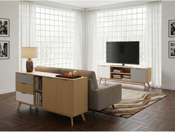 Niska komoda z litego drewna sosnowego 165x81 cm Elfa – Marckeric