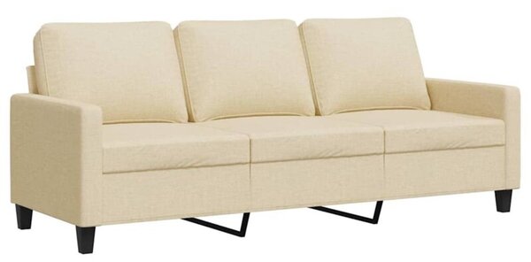 Sofa, 3-osobowa kremowa, 180 cm, tapicerowana tkaninÄ