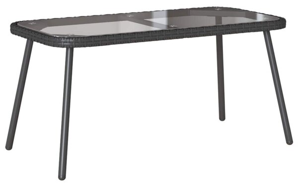 Stolik kawowy czarny 90 x 45 x 43 cm polirattan i szkło