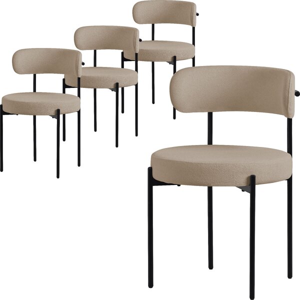 ML-Design zestaw 4 krzeseł do jadalni, krzesło kuchenne, wykonane z pluszowej tkaniny w kolorze brązowym, krzesło do salonu z oparciem, krzesła tapicerowane z metalowymi nogami, krzesło do salonu
