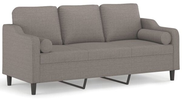 Sofa 3-osobowa z poduszkami, kolor taupe, 180 cm, tkanina