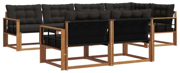 Nowoczesny zestaw mebli ogrodowych z drewna akacjowego z poduszkami, 327 x 168,5 cm