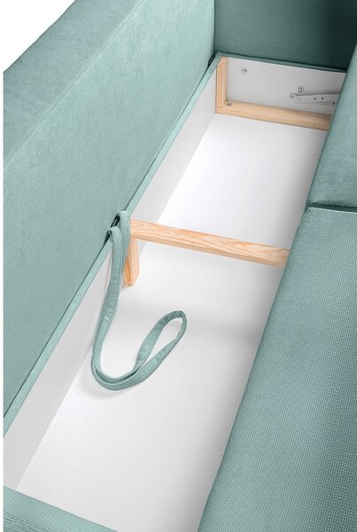Turkusowa sztruksowa rozkładana/ze schowkiem sofa 215 cm Bjork – Bonami Selection