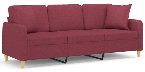 Sofa 3-osobowa z poduszkami, winna czerwieÅ, 180 cm, tkanina