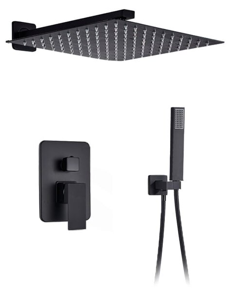 Black Square – czarna podtynkowa bateria prysznicowa - 25 x 25 cm