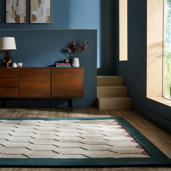 Wełniany dywan tkany ręcznie w naturalnym kolorze/zielononiebieski 160x230 cm Apex Border Wool – Flair Rugs