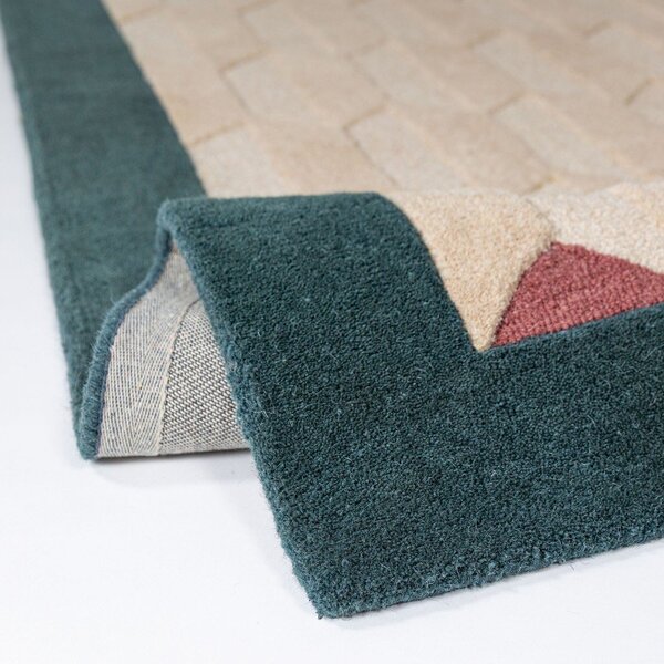 Wełniany dywan tkany ręcznie w naturalnym kolorze/zielononiebieski 160x230 cm Apex Border Wool – Flair Rugs
