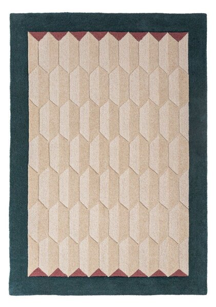 Wełniany dywan tkany ręcznie w naturalnym kolorze/zielononiebieski 160x230 cm Apex Border Wool – Flair Rugs