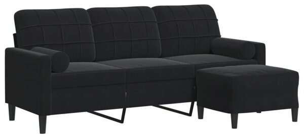 Sofa 3-osobowa z podnÃ³Å¼kiem, czarna, 180 cm, aksamit