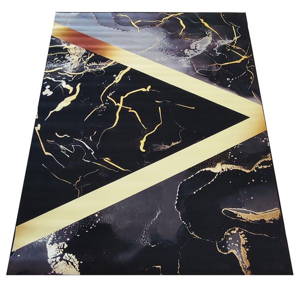 Czarny dywan w złote nowoczesne wzory - Eglam 4X