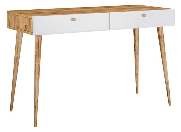 Minimalistyczne biurko dąb craft + biały - Elara 6X