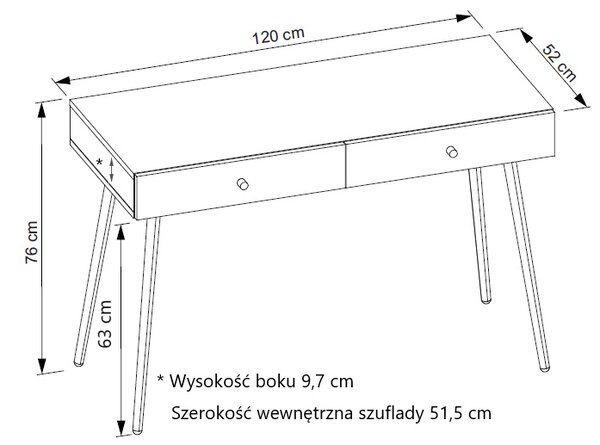 Biurko z szufladami dąb craft + czarny S9-E92