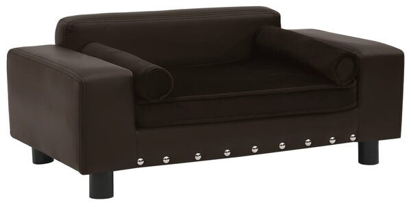 Sofa dla psa, brązowa, 81x43x31 cm, plusz i sztuczna skóra
