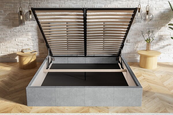 Granatowe tapicerowane łóżko 140x200 W7-D01