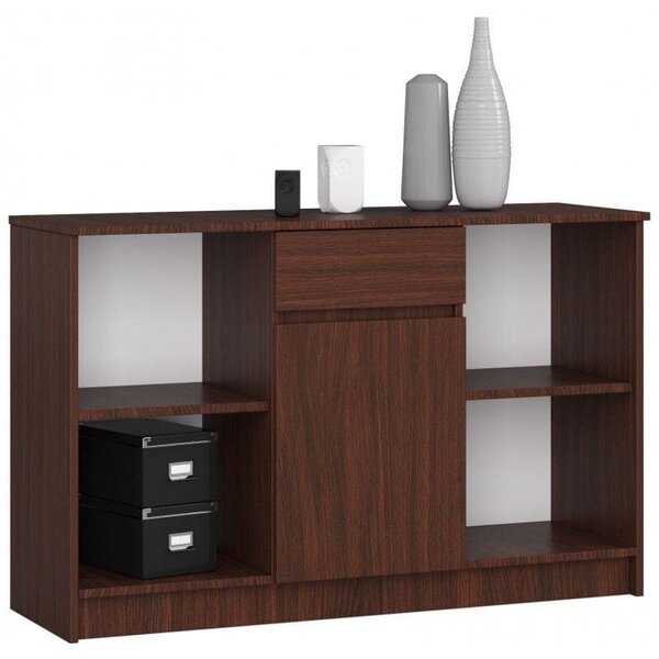 Komoda otwarta, drzwi, szuflada, ELIO, 120x40x77 cm, wenge, mat | TYLETEGOTU