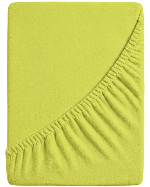 Prześcieradło frotte PREMIUM limonkowe 160x200 cm