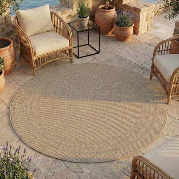 Beżowy okrągły dywan odpowiedni na zewnątrz ø 160 cm Desert 1304 – Ayyildiz Carpets