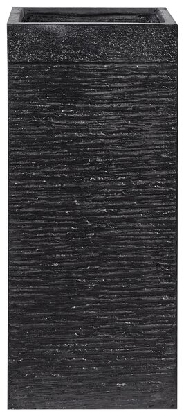 Donica ogrodowa czarna kwadratowa gliniana z teksturą 26 x 26 x 60 cm Dion Beliani