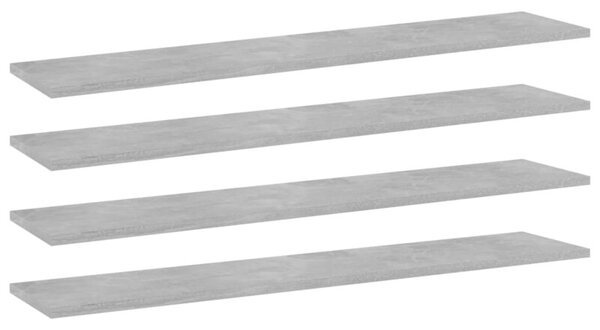 Półki na książki, 4 szt., szarość betonu, 100x20x1,5 cm
