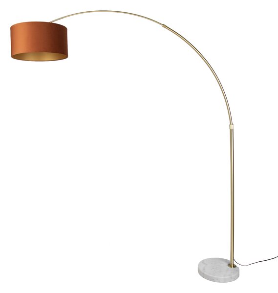 Stalowa lampa podłogowa z pomarańczowym kloszem i złotym wnętrzem 50 cm - XXL
