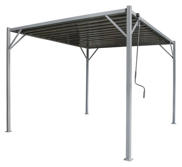 Pergola ogrodowa 3x3 m szara – metalowa altana z regulowanym dachem panelowym 9 m²