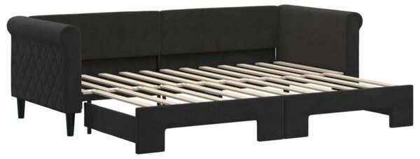 Sofa rozsuwana, czarna, 80x200 cm, aksamit