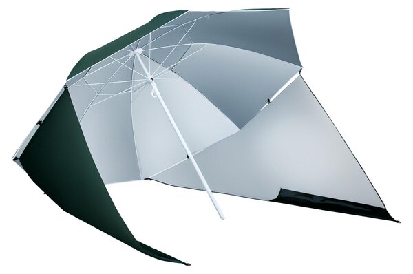 Outsunny 2 w 1 parasol plażowy 210cm ciemnozielony