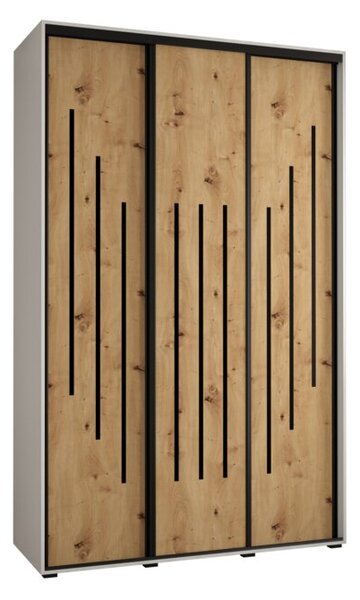 Szafa przesuwna wysoka Davos 8 160, gł. 60 cm biały + artisan + czarny